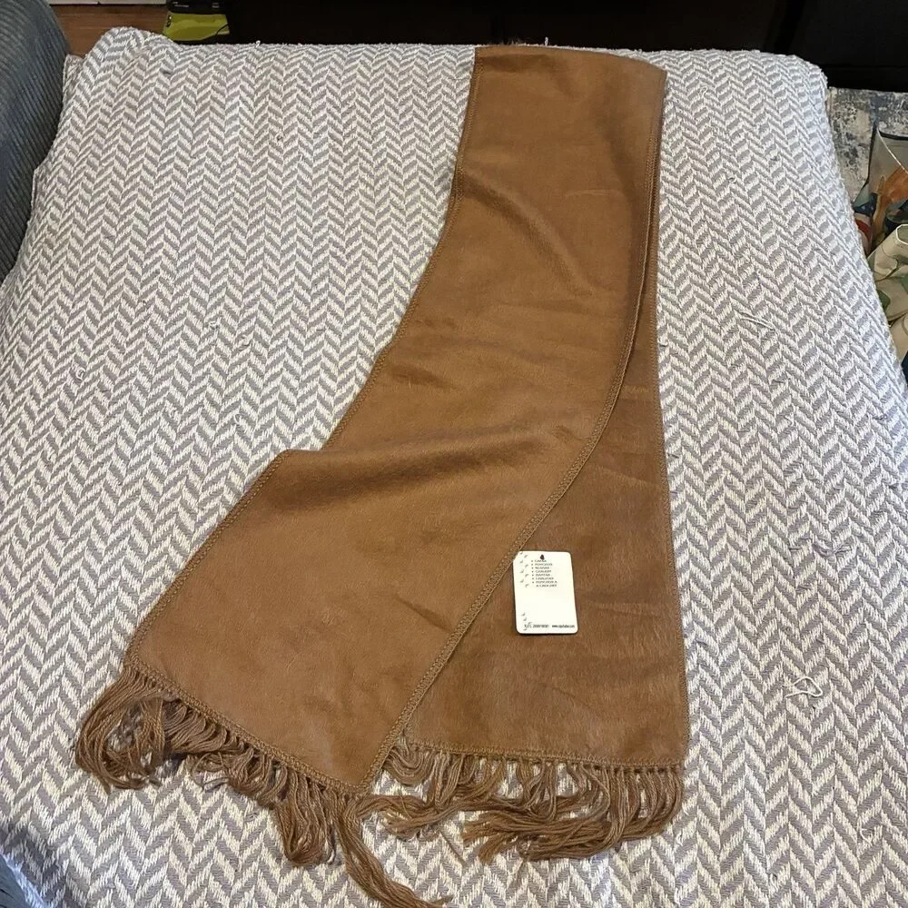 NWT Alpaca Camel Color Brushed Fine Fiber Scarf Woven 74